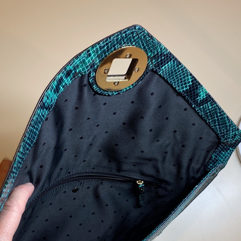 Kate Spade teal and black envelope clutch handbag - Picture 8 of 9